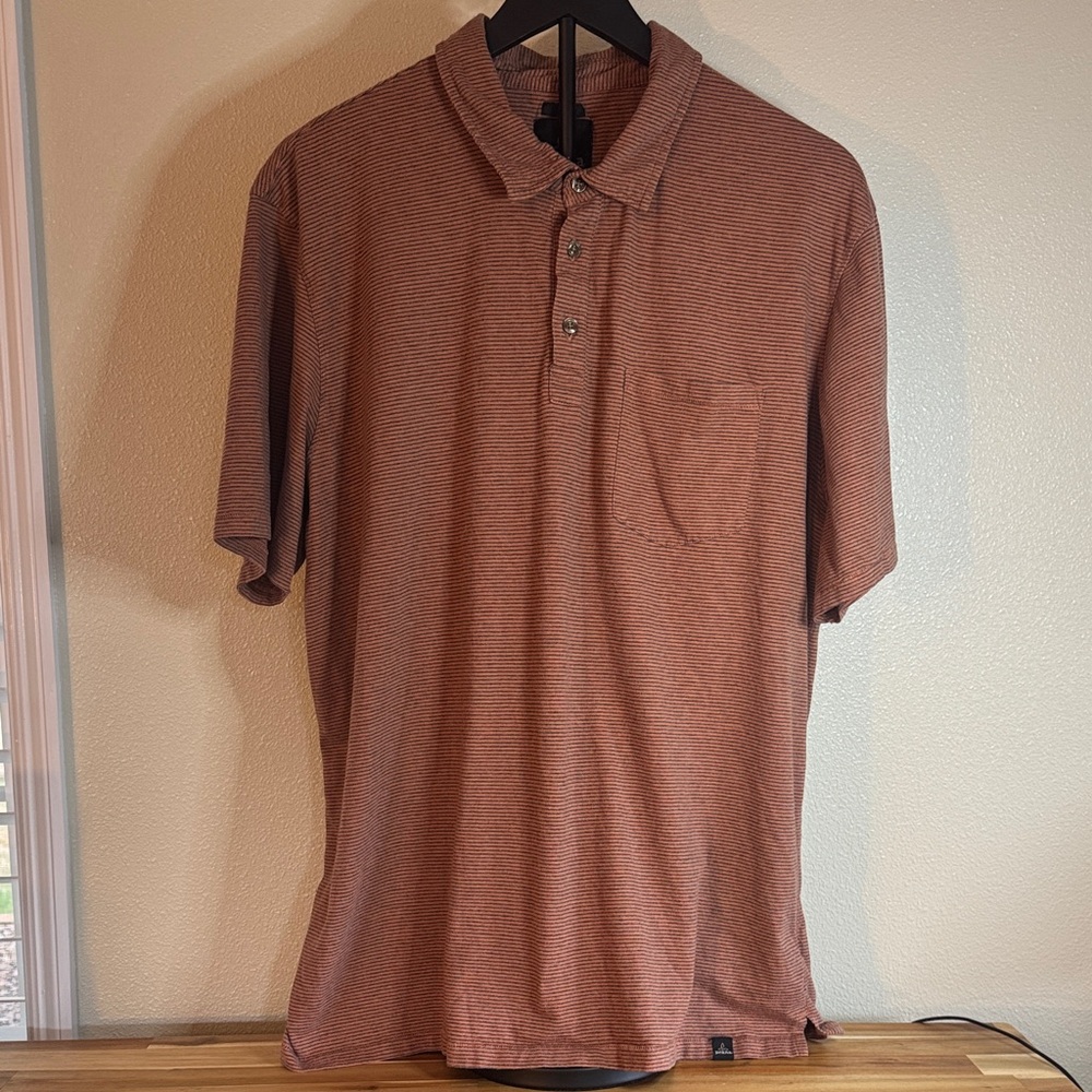 Prana Men’s XL Tall Shirt - Dark Orange/Gray Stripe - Used, XL Tall